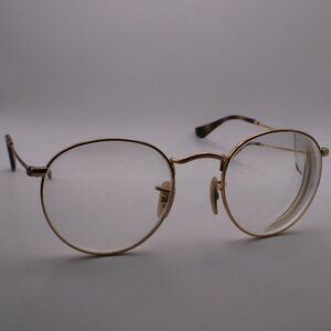 Ray-Ban RB3447V Gold Round Metal Eyeglasses Frames, Retro, Cottagecore, 70s
